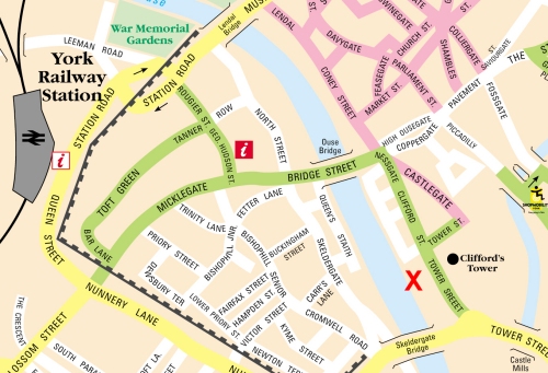A map of York showing the location of New Walk